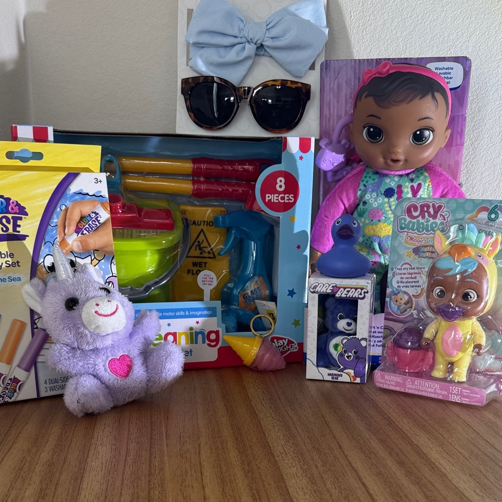 Baby Alive Spring Bundle Plush Unicorn Toy Care Bears Cry Babies Purple